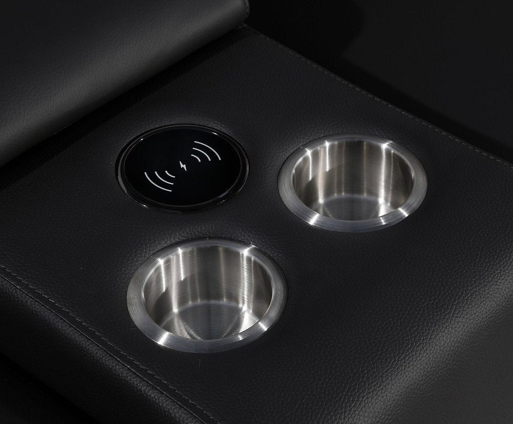 Dark Gray Italian Leather Power Reclining U Shaped Twelve Piece Corner Sectional With Console