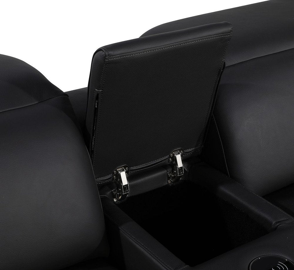 Dark Gray Italian Leather Power Reclining U Shaped Twelve Piece Corner Sectional With Console