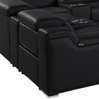 Dark Gray Italian Leather Power Reclining U Shaped Twelve Piece Corner Sectional With Console