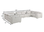 Dark Gray Italian Leather Power Reclining U Shaped Eight Piece Corner Sectional With Console