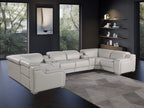 Dark Gray Italian Leather Power Reclining U Shaped Eight Piece Corner Sectional With Console