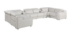 Dark Gray Italian Leather Power Reclining U Shaped Eight Piece Corner Sectional With Console