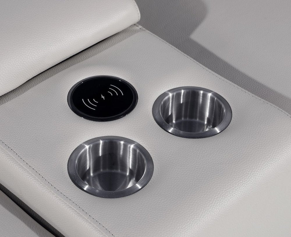 Dark Gray Italian Leather Power Reclining U Shaped Eight Piece Corner Sectional With Console