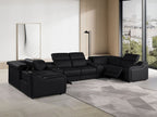 Dark Gray Italian Leather Power Reclining U Shaped Eight Piece Corner Sectional With Console
