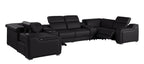 Dark Gray Italian Leather Power Reclining U Shaped Eight Piece Corner Sectional With Console
