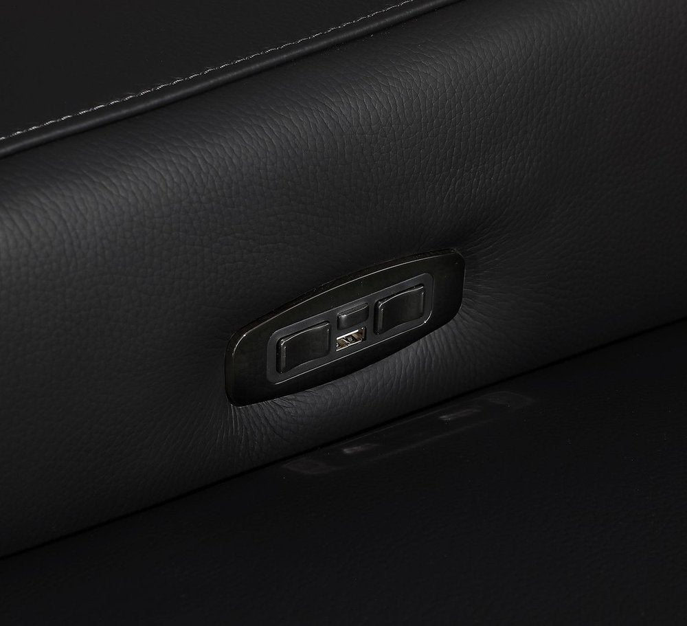 Dark Gray Italian Leather Power Reclining U Shaped Eight Piece Corner Sectional With Console