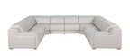 Dark Gray Italian Leather Power Reclining U Shaped Eight Piece Corner Sectional With Console