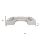 Dark Gray Italian Leather Power Reclining U Shaped Eight Piece Corner Sectional With Console