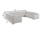 Dark Gray Italian Leather Power Reclining U Shaped Eight Piece Corner Sectional With Console