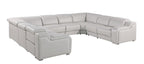 Dark Gray Italian Leather Power Reclining U Shaped Eight Piece Corner Sectional With Console