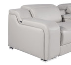 Dark Gray Italian Leather Power Reclining U Shaped Eight Piece Corner Sectional With Console