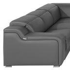 Dark Gray Italian Leather Power Reclining U Shaped Eight Piece Corner Sectional With Console
