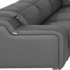 Dark Gray Italian Leather Power Reclining U Shaped Eight Piece Corner Sectional With Console