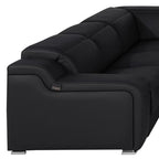 Dark Gray Italian Leather Power Reclining U Shaped Eight Piece Corner Sectional With Console