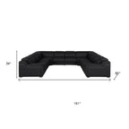 Dark Gray Italian Leather Power Reclining U Shaped Eight Piece Corner Sectional With Console