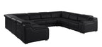 Dark Gray Italian Leather Power Reclining U Shaped Eight Piece Corner Sectional With Console