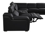 Dark Gray Italian Leather Power Reclining U Shaped Eight Piece Corner Sectional With Console