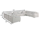Dark Gray Italian Leather Power Reclining U Shaped Ten Piece Corner Sectional With Console