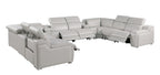 Dark Gray Italian Leather Power Reclining U Shaped Ten Piece Corner Sectional With Console
