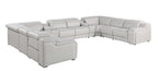 Dark Gray Italian Leather Power Reclining U Shaped Ten Piece Corner Sectional With Console