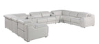 Dark Gray Italian Leather Power Reclining U Shaped Ten Piece Corner Sectional With Console