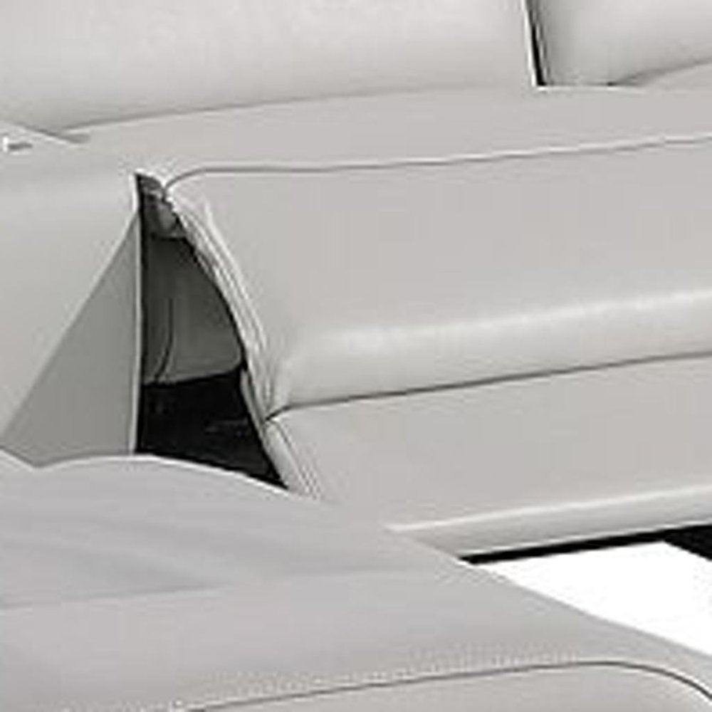 Dark Gray Italian Leather Power Reclining U Shaped Ten Piece Corner Sectional With Console