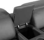 Dark Gray Italian Leather Power Reclining U Shaped Ten Piece Corner Sectional With Console