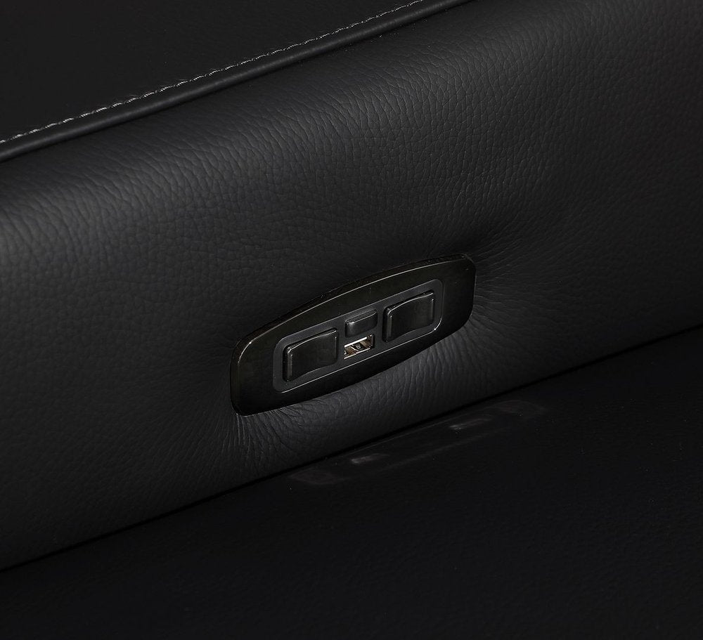 Dark Gray Italian Leather Power Reclining U Shaped Ten Piece Corner Sectional With Console