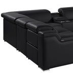 Dark Gray Italian Leather Power Reclining U Shaped Ten Piece Corner Sectional With Console