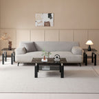 39" Black Glass and Steel Coffee Table With Shelf