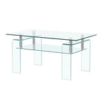 39" Clear Glass Coffee Table With Shelf