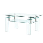 39" Clear Glass Coffee Table With Shelf