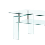 39" Clear Glass Coffee Table With Shelf