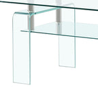 39" Clear Glass Coffee Table With Shelf