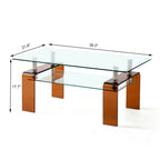 39" Clear and Brown Glass Coffee Table With Shelf
