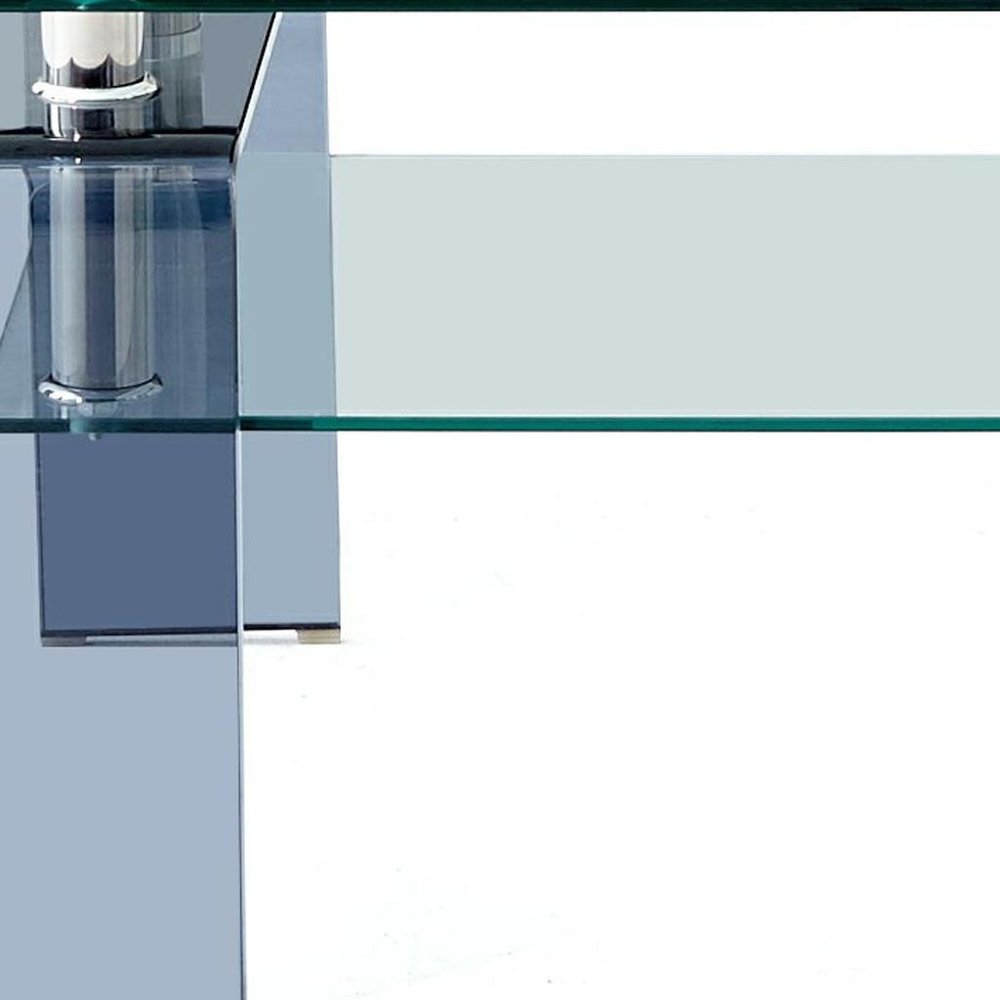 39" Clear and Black Glass Coffee Table With Shelf