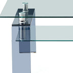 39" Clear and Black Glass Coffee Table With Shelf