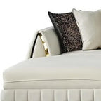 Cream Velvet U Shaped Sofa and Chaise Sectional With Toss Pillows
