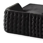Black Velvet U Shaped Sofa and Chaise Sectional With Toss Pillows