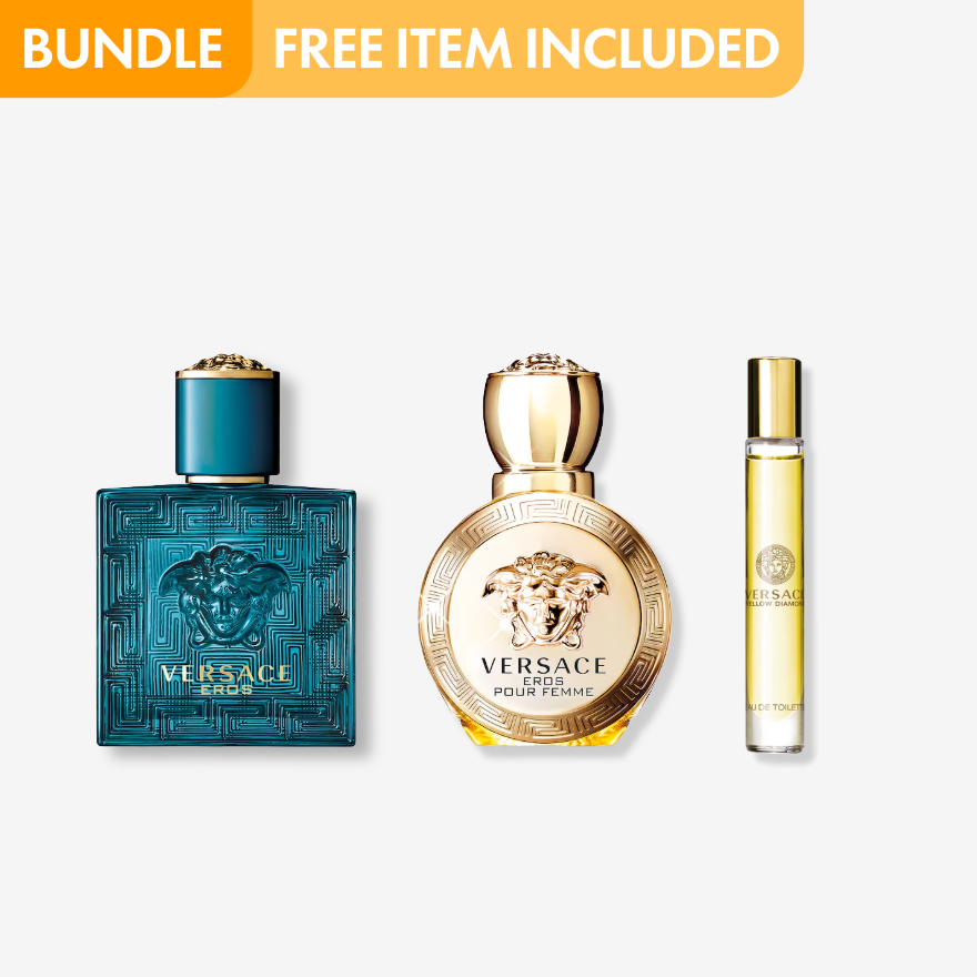 Versace Eros Men's EDT 1.7 oz & Versace Eros Women's EDP 1.7 oz (Includes FREE item)