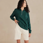 Pine Ultra Heavyweight Organic French Terry Quarter Zip - Unisex
