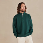 Pine Ultra Heavyweight Organic French Terry Quarter Zip - Unisex