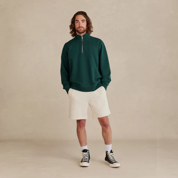 Pine Ultra Heavyweight Organic French Terry Quarter Zip - Unisex