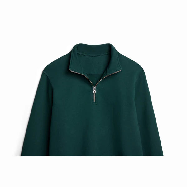 Pine Ultra Heavyweight Organic French Terry Quarter Zip - Unisex