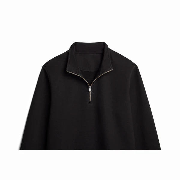 Black Ultra Heavyweight Organic French Terry Quarter Zip - Unisex