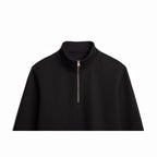 Black Ultra Heavyweight Organic French Terry Quarter Zip - Unisex