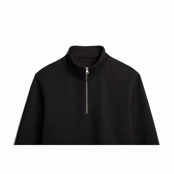 Black Ultra Heavyweight Organic French Terry Quarter Zip - Unisex