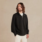 Black Ultra Heavyweight Organic French Terry Quarter Zip - Unisex