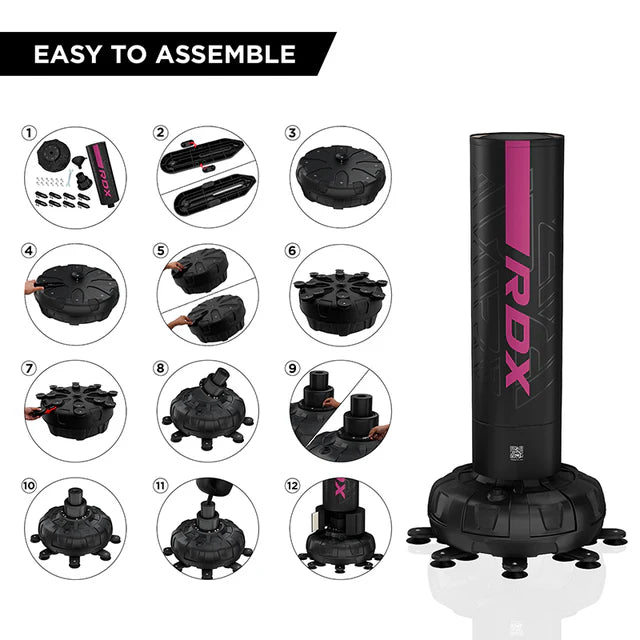RDX F6 Kara Pink & Black 6FT Freestanding Punch Bag With Mitts
